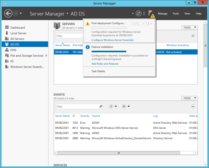 How to configure Windows Server Essentials for Active Directory